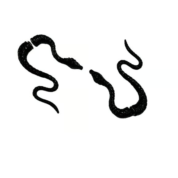 Snake Fake Gauge Earrings Gothic Serpent Split Halloween - Picture 3 of 4
